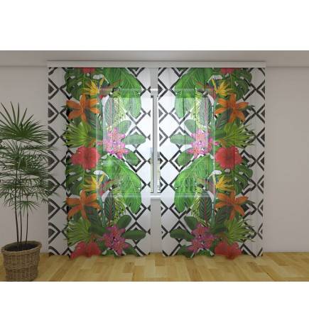Custom Curtain - Tropical Leaves and Flowers