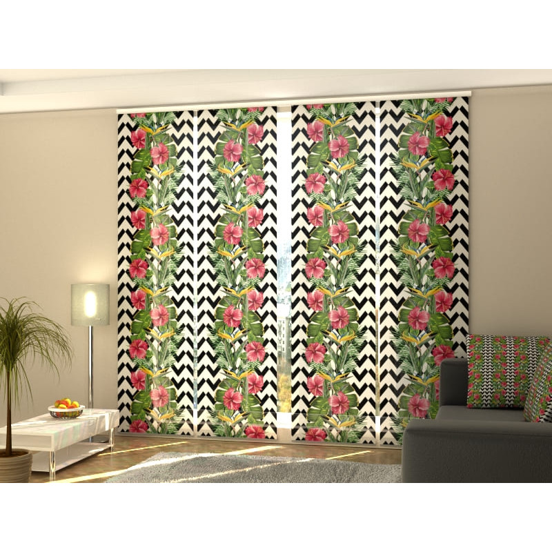 1,00 €Cortina personalizada - Folhas e flores de hibisco