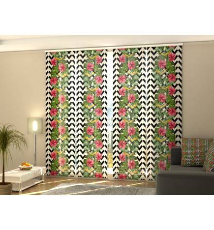 1,00 € Cortina personalizada - Hojas y flores de Hibisco