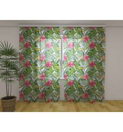 Custom curtain - Hibiscus leaves and flowers