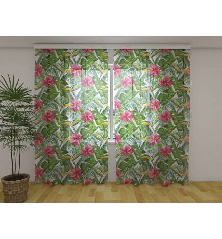 Benutzerdefinierter Vorhang – Sterlitia-Blätter und -Blumen