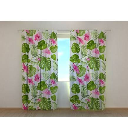 1,00 € Perdeau personalizat - Frunze si flori cu fundal alb