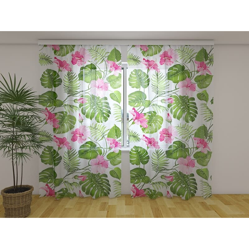 1,00 €Cortina personalizada - Folhas e flores com fundo branco