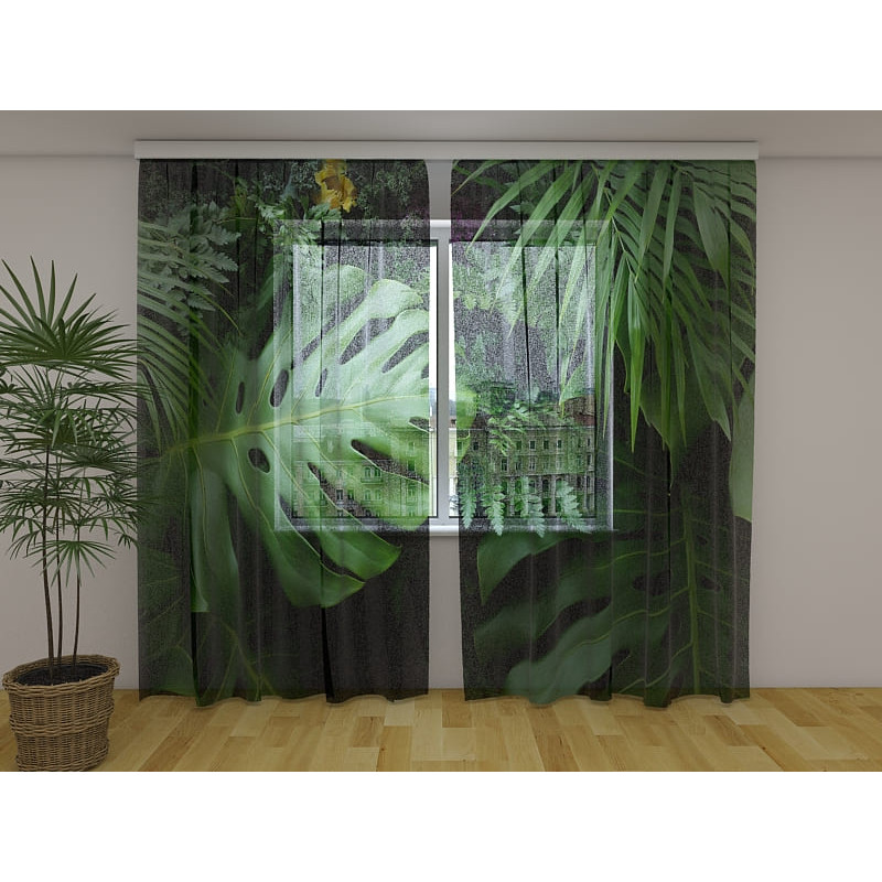 1,00 € Custom curtain - With some green leaves