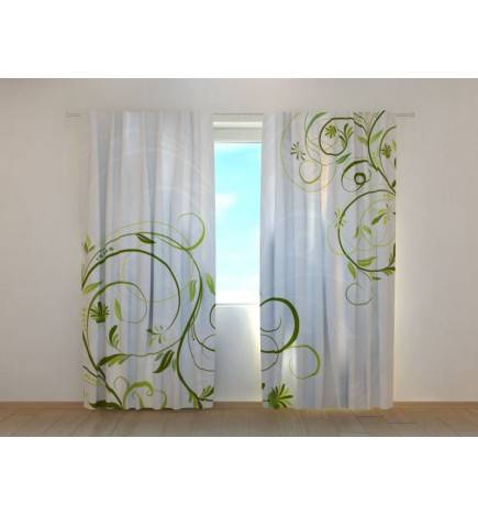 1,00 € Custom Curtain - taiteelliset ja vihreät lehdet