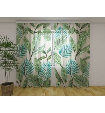 Custom curtain - With green and tropical leaves