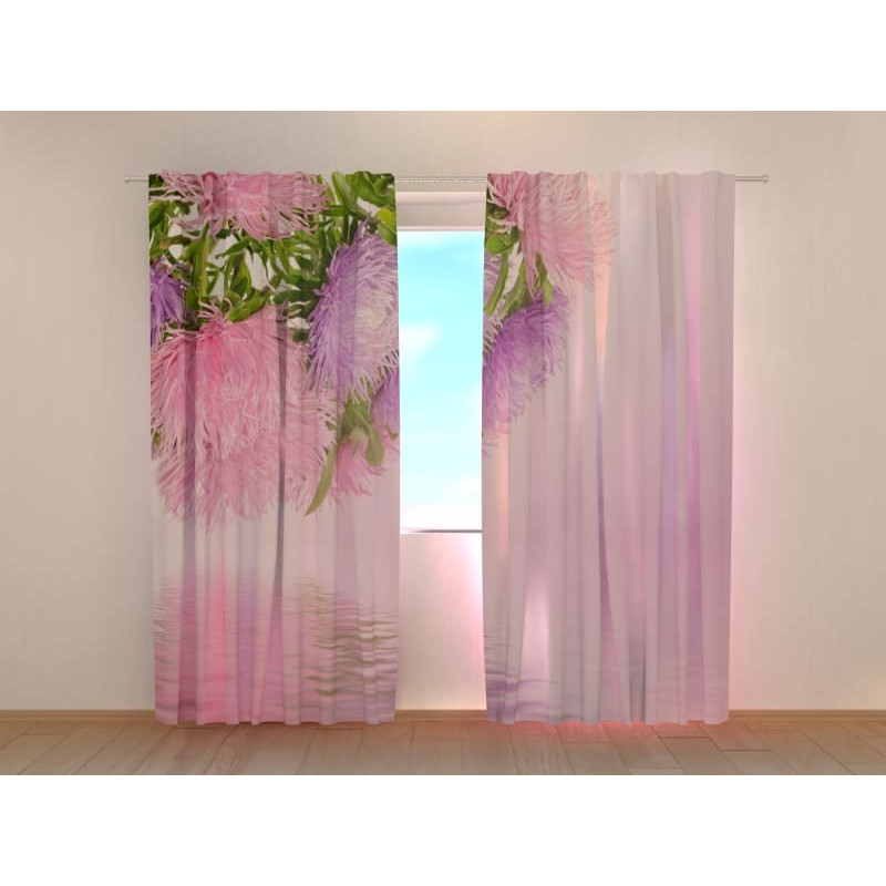 1,00 € Custom curtain - Pink with green leaves