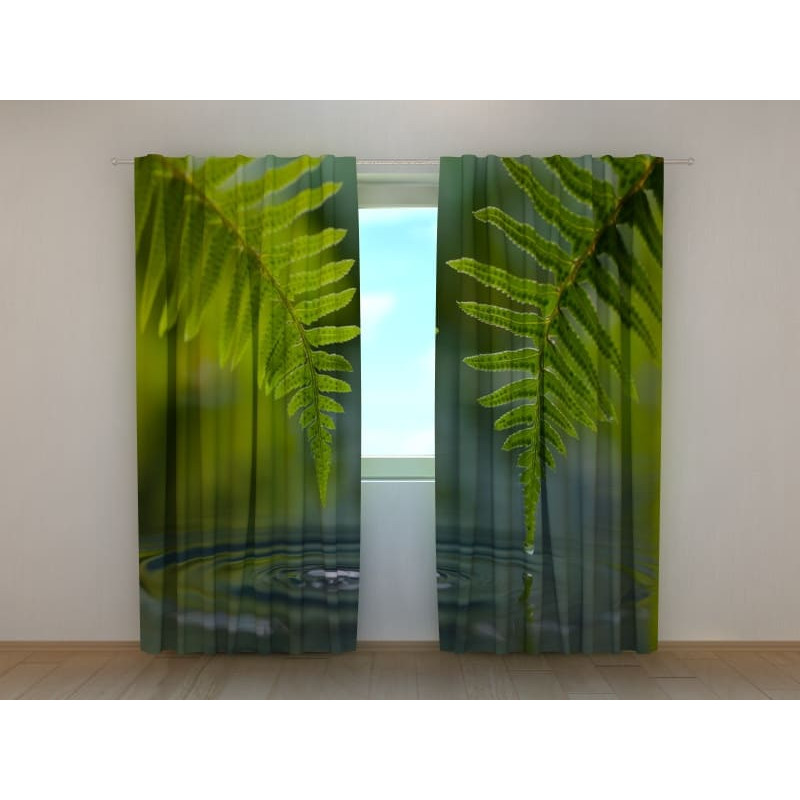 1,00 € Custom Curtain - Water and Green Palm Leaves