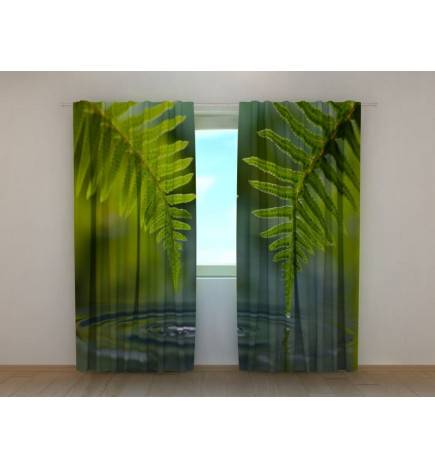 Custom Curtain - Water and Green Palm Leaves