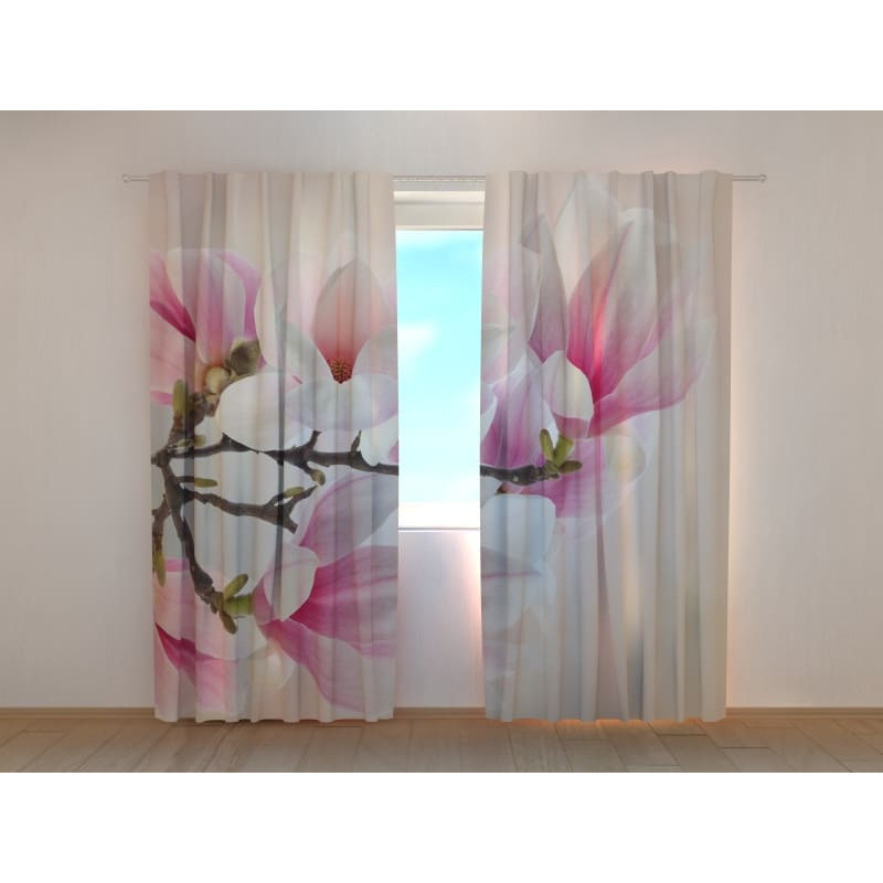 1,00 € Gordijn op maat - Roze Magnolia's - THUIS ARRANGEMENT