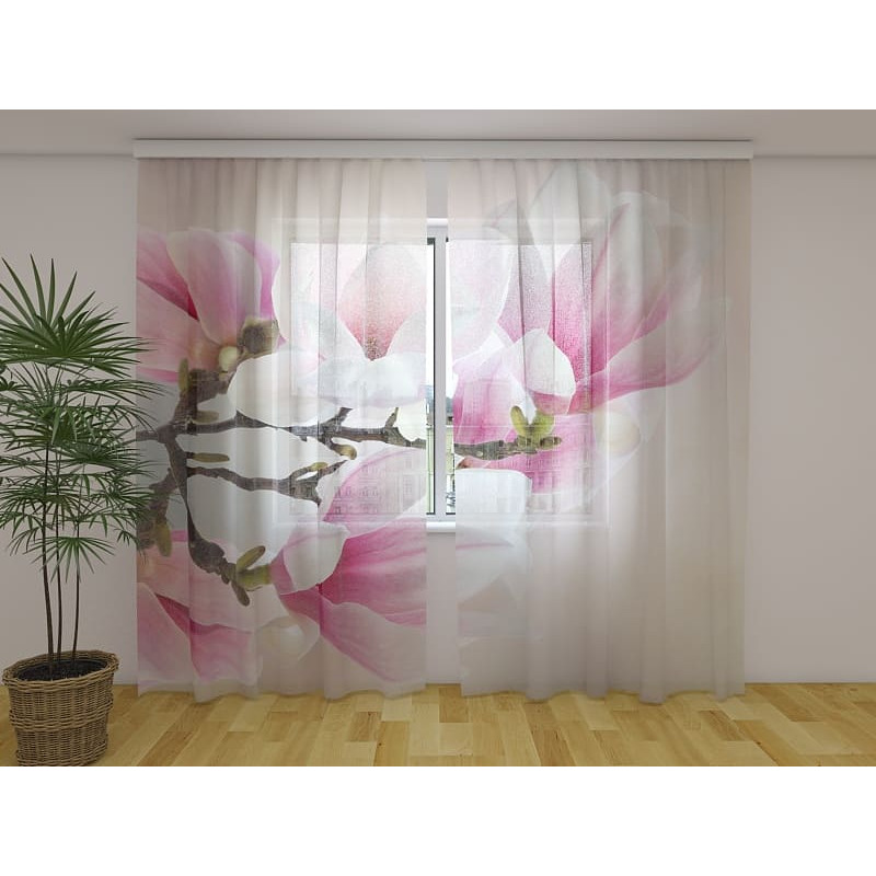 1,00 € Gordijn op maat - Roze Magnolia's - THUIS ARRANGEMENT