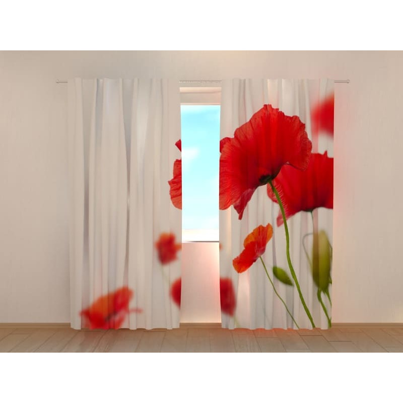1,00 € Personalized curtain - Red poppies - ARREDALACASA