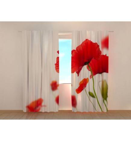 Personalized curtain - Red poppies - ARREDALACASA