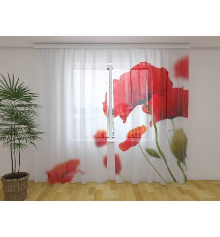 Personalized curtain - Red poppies - ARREDALACASA