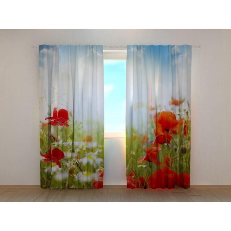 1,00 € Custom curtain - Field of flowers - Poppies