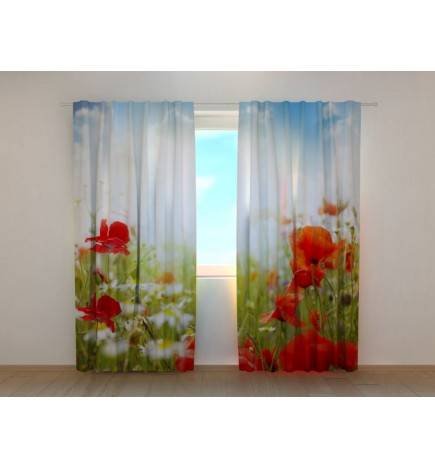 1,00 € Custom curtain - Field of flowers - Poppies
