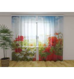 Maßgeschneiderter Vorhang - Blumenfeld - Mohnblumen