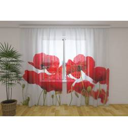 Maßgeschneiderter Vorhang – Mit roten Mohnblumen