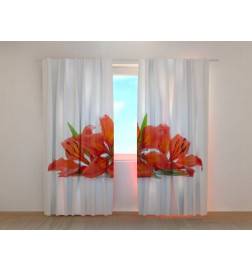 Personalized curtain - With red lilies - ARREDALACASA