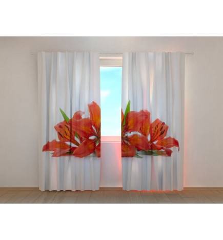 1,00 € Personalized curtain - With red lilies - ARREDALACASA