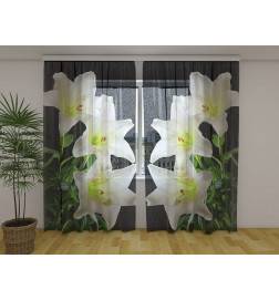 Custom Curtain - Night Lilies and White -
