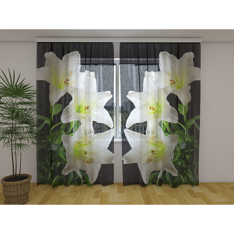 1,00 €Rideau Personnalisé - Lys de Nuit et Blanc - 1,00 €Rideau Personnalisé - Lys de Nuit et Blanc -