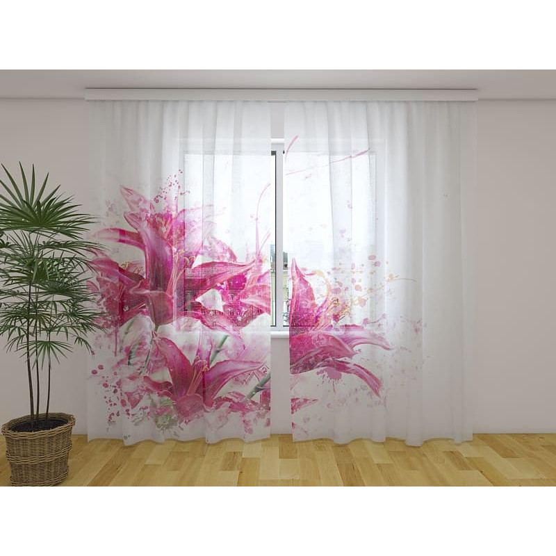 1,00 € Maßgeschneiderter Vorhang – Mit lila Lilien