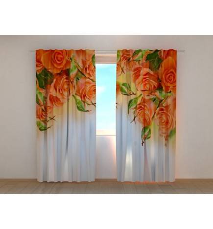 Custom curtain - With orange roses