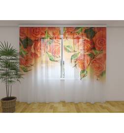 Maßgeschneiderter Vorhang – Mit orangefarbenen Rosen