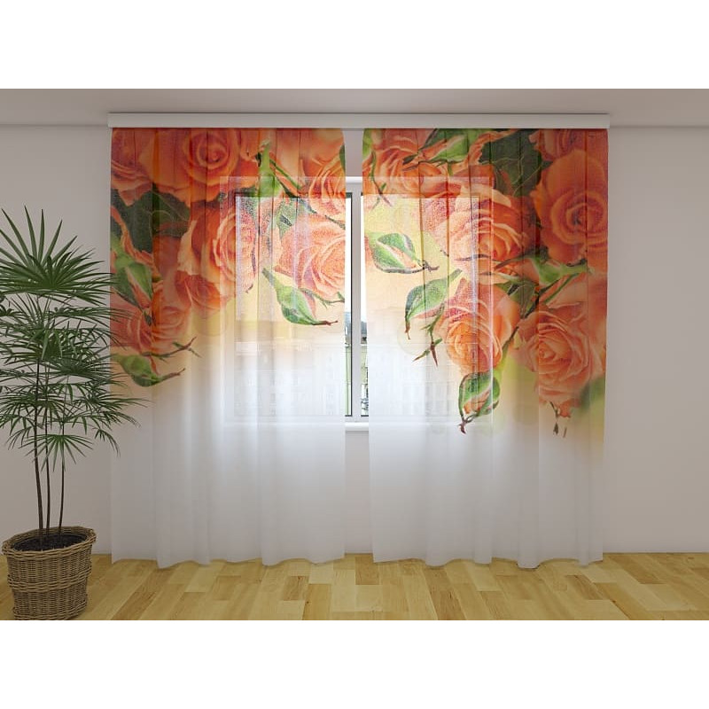 1,00 € Individualizuotos užuolaidos - Su oranžinėmis rožėmis