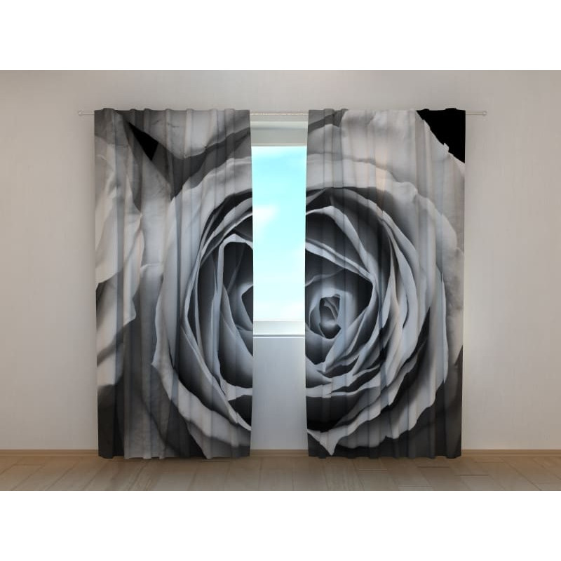 1,00 € Zavesa po meri - Vrtnica v črno beli barvi