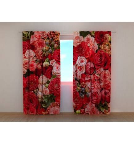 Custom curtain - With red and pink roses
