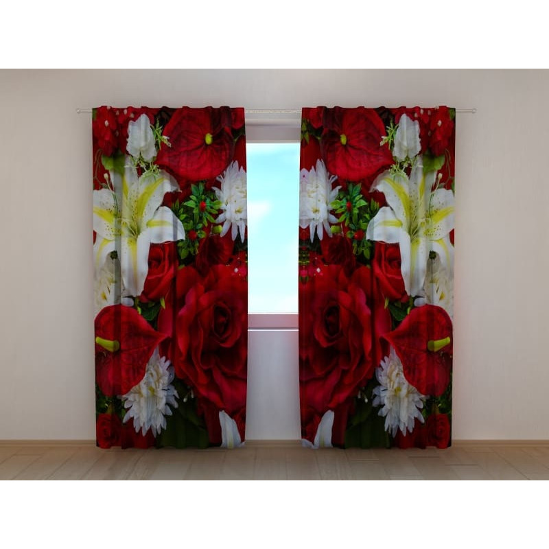 1,00 €Rideau personnalisé - Avec roses rouges et lys