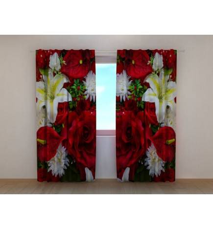 1,00 € Personalized curtain - With red roses and lilies