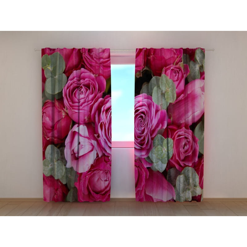 1,00 € Gordijn op maat - De paarse en roze rozen