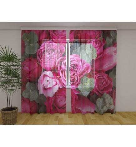Zavesa po meri - Vijolične in roza vrtnice