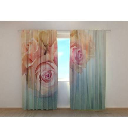 Personalized curtain - With white roses