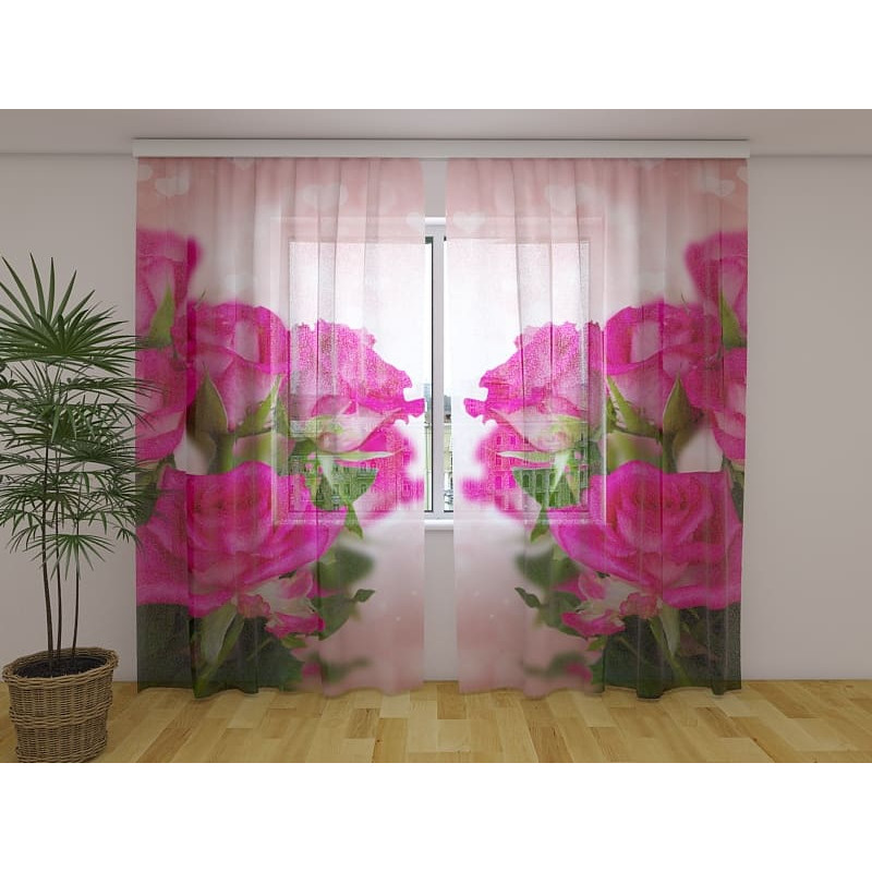 1,00 €Rideau personnalisé - Romantique - Avec coeurs et roses