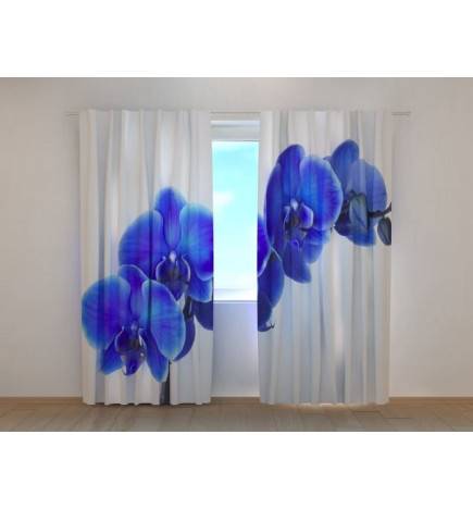 Custom curtain - With blue orchids