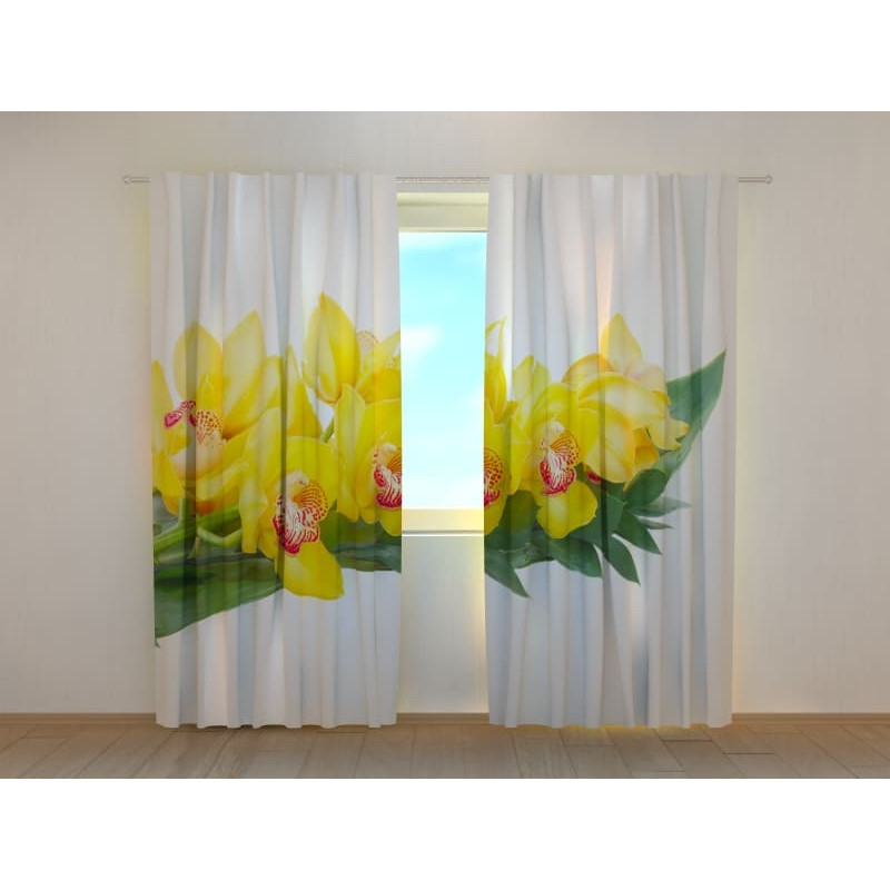 1,00 € Cortina a medida - Orquídeas amarillas - ARREDALACASA
