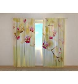 1,00 € Custom curtain - Featuring a branch of golden orchids