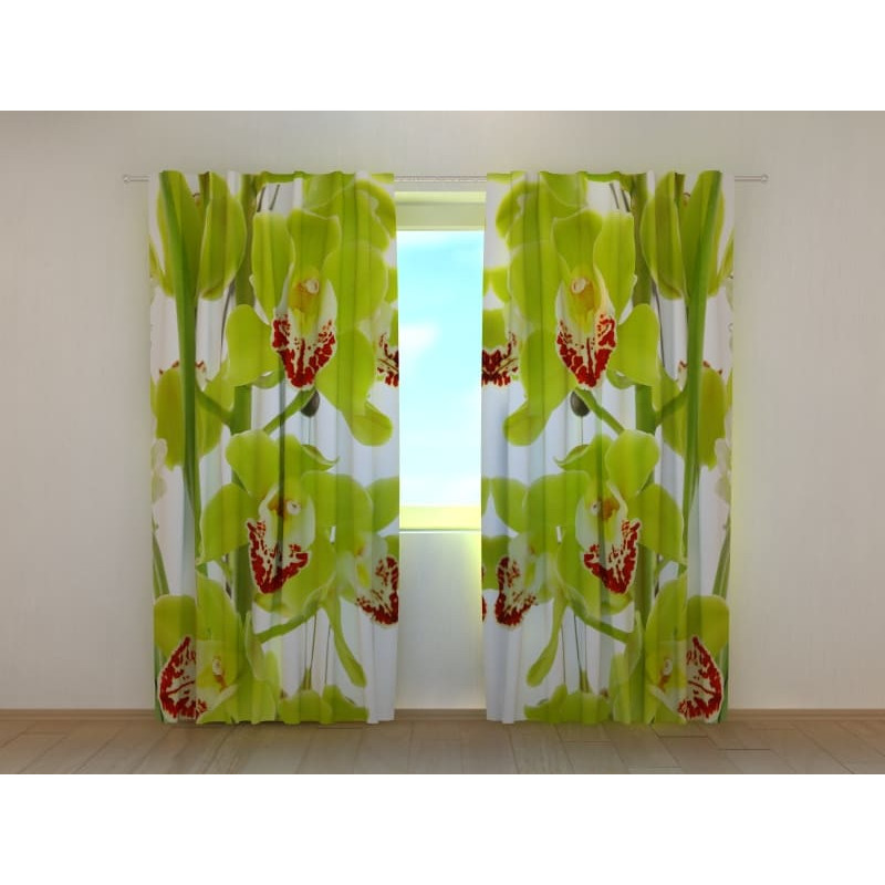 1,00 € Cortina a medida - Orquídeas verdes - ARREDALACASA