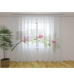 Custom curtain - Featuring a branch of brilliant orchids