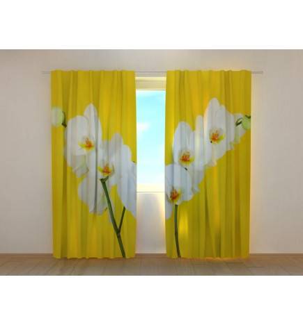 1,00 € Individualizuotos užuolaidos – orchidėjos geltonu fonu