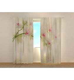 Benutzerdefinierter Vorhang – Aqua und schimmernde Orchideen