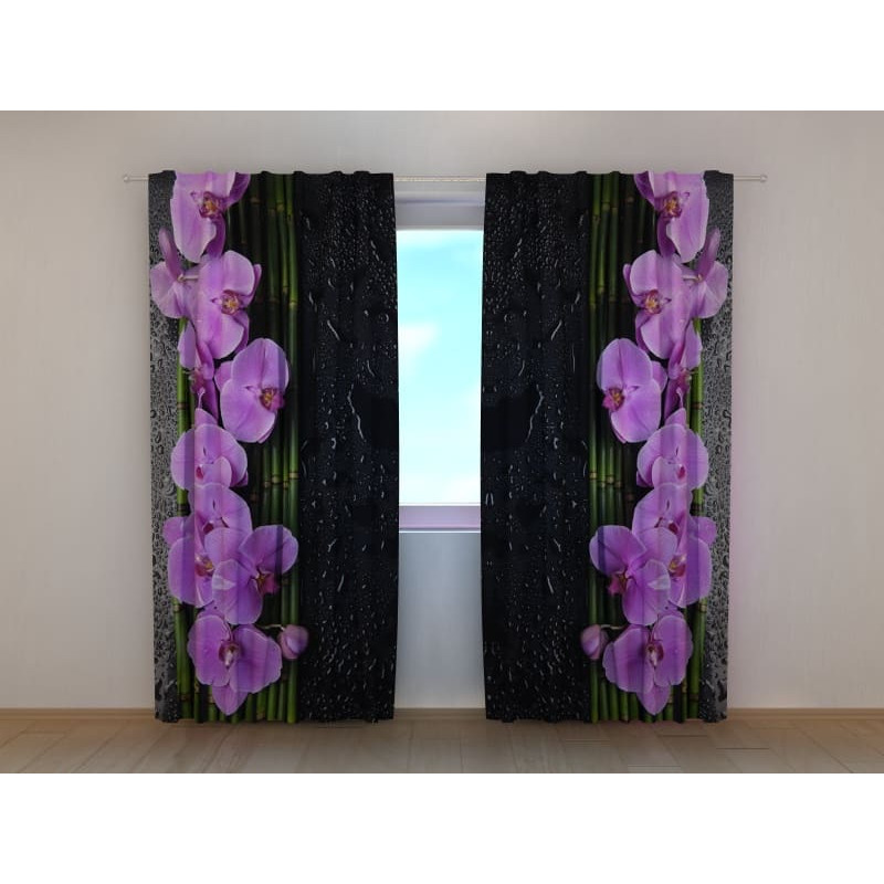 1,00 € Individualizuotos užuolaidos – orchidėjos – violetinė ir juoda