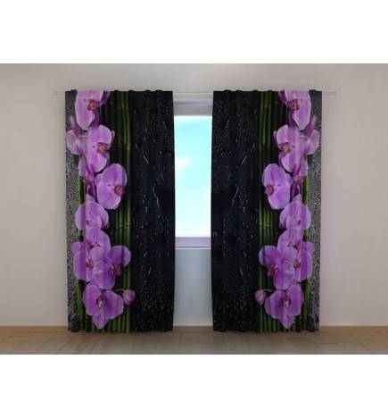 Cortina personalizada - Orquídeas - Púrpura y Negro