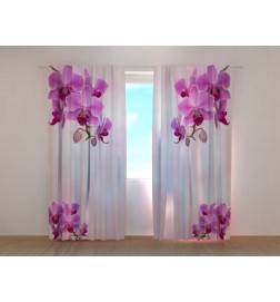 Individualizuotos užuolaidos – mažos rožinės spalvos orchidėjų puokštės