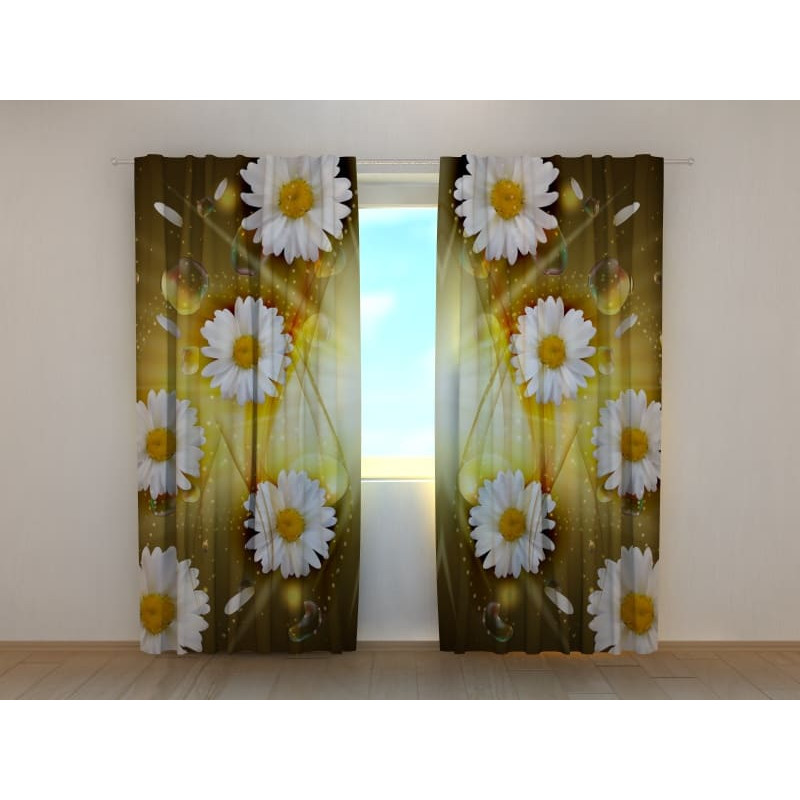 1,00 € Gordijn op maat - Abstract met kamillebloemen