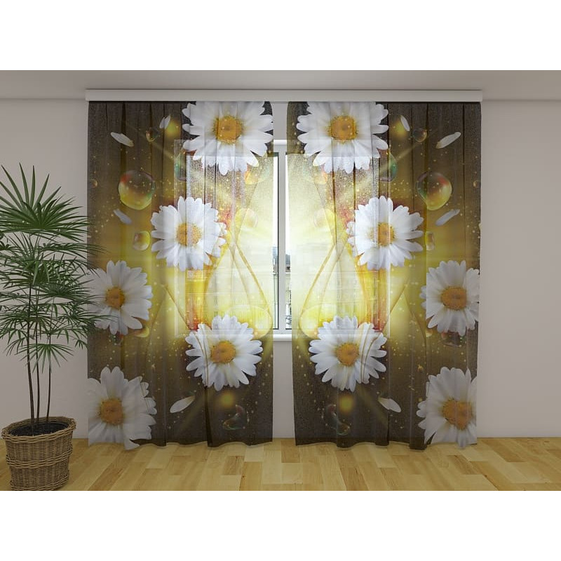 1,00 € Gordijn op maat - Abstract met kamillebloemen